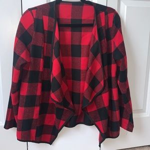 Open Front Buffalo Blaid Jacket/Cardigan